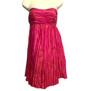 Calypso St. Barth Strapless Mini Dress Size 2 Iridescent Pink Silk Crinkle Party
